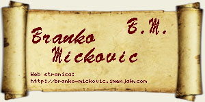Branko Micković vizit kartica